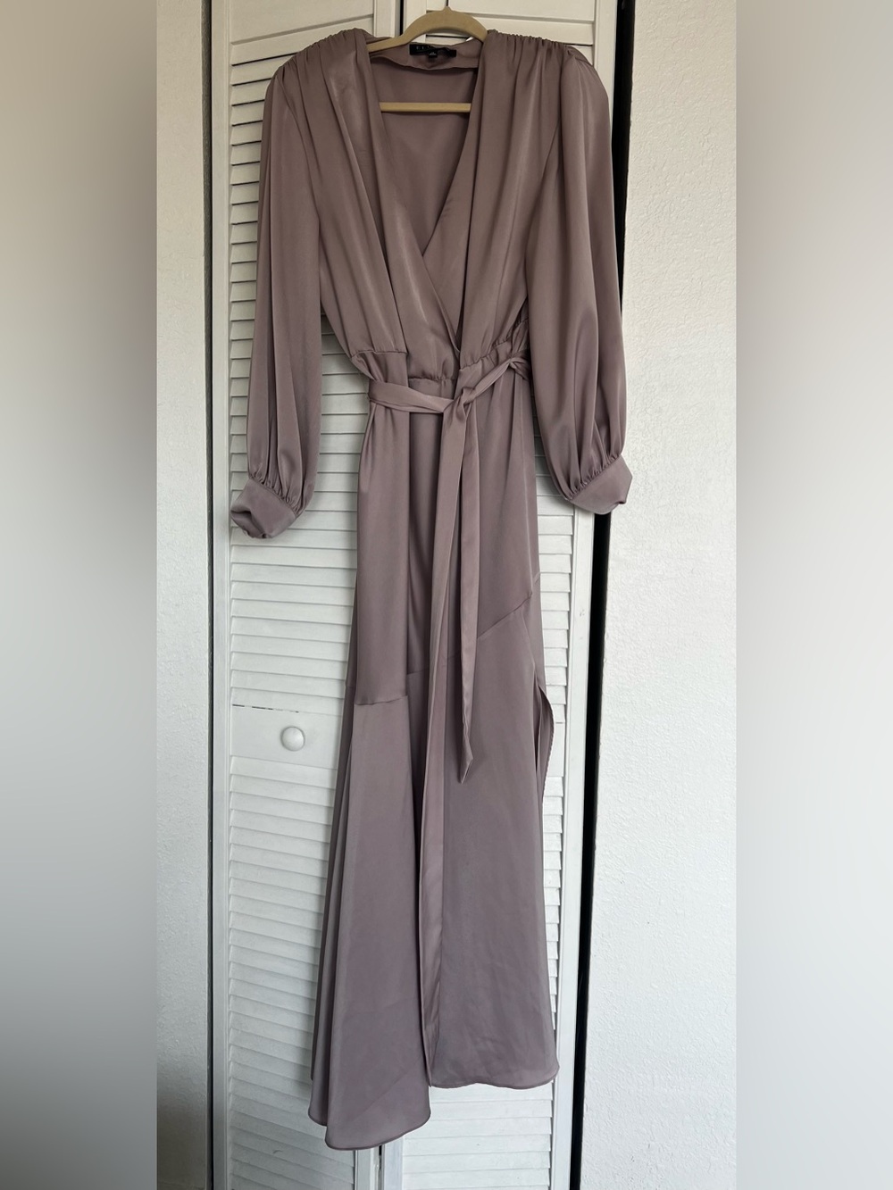 Bridesmaid 1920's vintage feel Dusty Mauve Wrap Maxi Dress sz 14